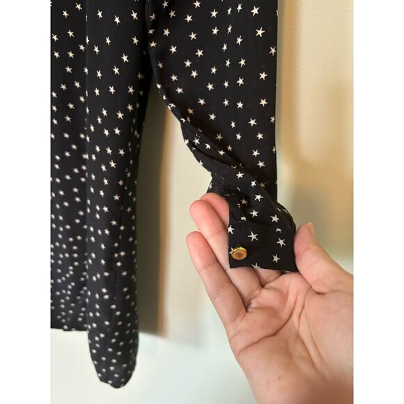 Madewell Star Print Silk Dress XXS Black Short - Picture 4 of 11